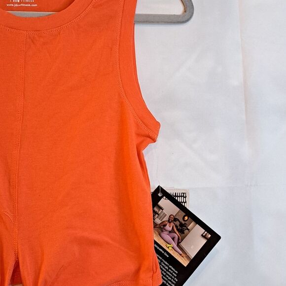 J Dow Bright Orange Colorful Fitness Tie Waist Sleeveless T-shirt XS NWT - Picture 4 of 9
